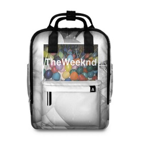 Женский рюкзак 3D с принтом The Weeknd в Петрозаводске, 100% полиэстер | лямки с регулируемой длиной, сверху ручки, чтобы рюкзак нести как сумку. Основное отделение закрывается на молнию, как и внешний карман. Внутри два дополнительных кармана, один из которых закрывается на молнию. По бокам два дополнительных кармашка, куда поместится маленькая бутылочка
 | Тематика изображения на принте: the weeknd | викенд | тесфайе | уикенд