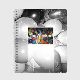 Тетрадь с принтом The Weeknd в Петрозаводске, 100% бумага | 48 листов, плотность листов — 60 г/м2, плотность картонной обложки — 250 г/м2. Листы скреплены сбоку удобной пружинной спиралью. Уголки страниц и обложки скругленные. Цвет линий — светло-серый
 | Тематика изображения на принте: the weeknd | викенд | тесфайе | уикенд