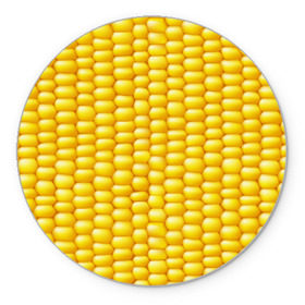 Коврик круглый с принтом Сладкая вареная кукуруза в Петрозаводске, резина и полиэстер | круглая форма, изображение наносится на всю лицевую часть | еда | кукуруза
