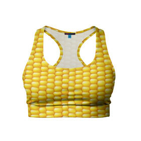 Женский спортивный топ 3D с принтом Сладкая вареная кукуруза в Петрозаводске, 82% полиэстер, 18% спандекс Ткань безопасна для здоровья, позволяет коже дышать, не мнется и не растягивается |  | еда | кукуруза