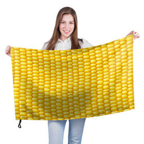 Флаг 3D с принтом Сладкая вареная кукуруза в Петрозаводске, 100% полиэстер | плотность ткани — 95 г/м2, размер — 67 х 109 см. Принт наносится с одной стороны | еда | кукуруза