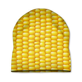 Шапка 3D с принтом Сладкая вареная кукуруза в Петрозаводске, 100% полиэстер | универсальный размер, печать по всей поверхности изделия | Тематика изображения на принте: еда | кукуруза