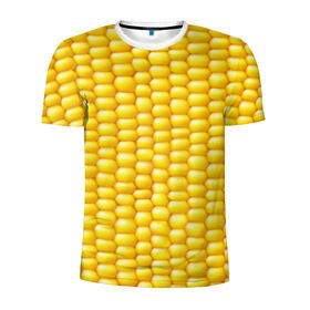 Мужская футболка 3D спортивная с принтом Сладкая вареная кукуруза в Петрозаводске, 100% полиэстер с улучшенными характеристиками | приталенный силуэт, круглая горловина, широкие плечи, сужается к линии бедра | Тематика изображения на принте: еда | кукуруза