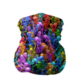 Бандана-труба 3D с принтом Разноцветные скелеты в Петрозаводске, 100% полиэстер, ткань с особыми свойствами — Activecool | плотность 150‒180 г/м2; хорошо тянется, но сохраняет форму | паттерн | разноцветный | скелет | яркий