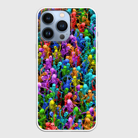 Чехол для iPhone 13 Pro с принтом Разноцветные скелеты в Петрозаводске,  |  | Тематика изображения на принте: паттерн | разноцветный | скелет | яркий