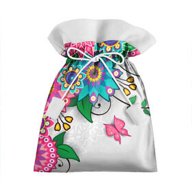 Подарочный 3D мешок с принтом Розовая бабочка в Петрозаводске, 100% полиэстер | Размер: 29*39 см | Тематика изображения на принте: лепестки | листья | орнамент | сад | узор | цветочки | цветы. бабочка