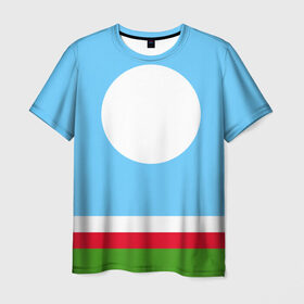 Мужская футболка 3D с принтом Республика Саха (Якутия) в Петрозаводске, 100% полиэфир | прямой крой, круглый вырез горловины, длина до линии бедер | саха | якутия