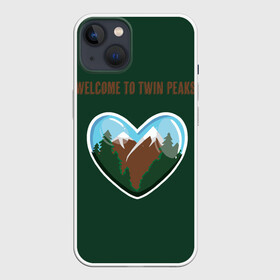 Чехол для iPhone 13 с принтом Добро пожаловать в Твин Пикс в Петрозаводске,  |  | twin peaks | welcome | агент купер | горы | дэвид линч | совы не то чем кажутся | сосны | чертовски хороший кофе