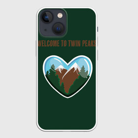 Чехол для iPhone 13 mini с принтом Добро пожаловать в Твин Пикс в Петрозаводске,  |  | twin peaks | welcome | агент купер | горы | дэвид линч | совы не то чем кажутся | сосны | чертовски хороший кофе