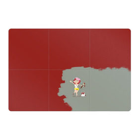Магнитный плакат 3Х2 с принтом Рыжая красит в красный в Петрозаводске, Полимерный материал с магнитным слоем | 6 деталей размером 9*9 см | Тематика изображения на принте:  банка | девушка | женщина | капли | кисточка | кисть | краска | красная | маляр | мульт | мультяшка | недокрашенная | прикол | рыжеволосая | следы | строитель