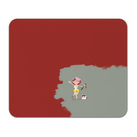 Коврик прямоугольный с принтом Рыжая красит в красный в Петрозаводске, натуральный каучук | размер 230 х 185 мм; запечатка лицевой стороны | Тематика изображения на принте:  банка | девушка | женщина | капли | кисточка | кисть | краска | красная | маляр | мульт | мультяшка | недокрашенная | прикол | рыжеволосая | следы | строитель