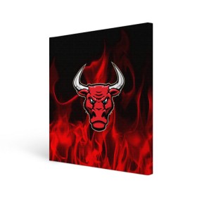 Холст квадратный с принтом Angry bull в Петрозаводске, 100% ПВХ |  | 3d | angry bull | in fire | бык | в огне | дым | животные | мощь | огненный | огонь | пламя | пожар | сила | стихия