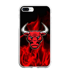 Чехол для iPhone 7Plus/8 Plus матовый с принтом Angry bull в Петрозаводске, Силикон | Область печати: задняя сторона чехла, без боковых панелей | 3d | angry bull | in fire | бык | в огне | дым | животные | мощь | огненный | огонь | пламя | пожар | сила | стихия