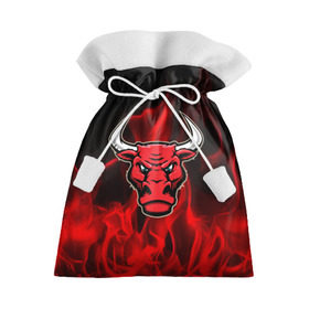 Подарочный 3D мешок с принтом Angry bull в Петрозаводске, 100% полиэстер | Размер: 29*39 см | Тематика изображения на принте: 3d | angry bull | in fire | бык | в огне | дым | животные | мощь | огненный | огонь | пламя | пожар | сила | стихия