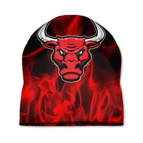 Шапка 3D с принтом Angry bull в Петрозаводске, 100% полиэстер | универсальный размер, печать по всей поверхности изделия | Тематика изображения на принте: 3d | angry bull | in fire | бык | в огне | дым | животные | мощь | огненный | огонь | пламя | пожар | сила | стихия