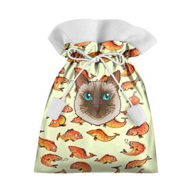 Подарочный 3D мешок с принтом Котик в рыбках! в Петрозаводске, 100% полиэстер | Размер: 29*39 см | животные | коты | котэ | котята | милые животные | прикольные | рыба | рыбки | цветные | яркие