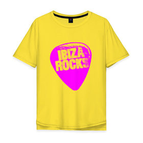 Мужская футболка хлопок Oversize с принтом Ibiza Rocks Pink в Петрозаводске, 100% хлопок | свободный крой, круглый ворот, “спинка” длиннее передней части | 