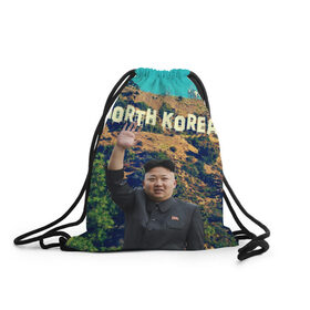 Рюкзак-мешок 3D с принтом NORTH KOREA в Петрозаводске, 100% полиэстер | плотность ткани — 200 г/м2, размер — 35 х 45 см; лямки — толстые шнурки, застежка на шнуровке, без карманов и подкладки | hollywood | kim jong un | north korea | ким чен ын | северная корея