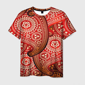 Мужская футболка 3D с принтом Турецкий огурец в Петрозаводске, 100% полиэфир | прямой крой, круглый вырез горловины, длина до линии бедер | 3d | абстракция | арт | индийский | турецкий огурец | узор | фигуры | цветы