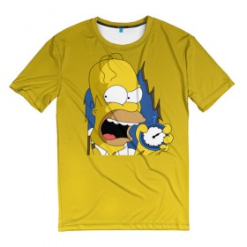 Мужская футболка 3D с принтом Гомер Симпсон в Петрозаводске, 100% полиэфир | прямой крой, круглый вырез горловины, длина до линии бедер | homer | horror | jonny | simpsons | гомер | джонни | симпсон | симпсоны