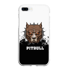 Чехол для iPhone 7Plus/8 Plus матовый с принтом Pitbull в Петрозаводске, Силикон | Область печати: задняя сторона чехла, без боковых панелей | 3d | dog | pitbull | абстракция | животные | краска | собака | черно белый