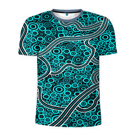 Мужская футболка 3D спортивная с принтом Aboriginal pattern в Петрозаводске, 100% полиэстер с улучшенными характеристиками | приталенный силуэт, круглая горловина, широкие плечи, сужается к линии бедра | Тематика изображения на принте: абстракции | арт | волны | узор | фигуры