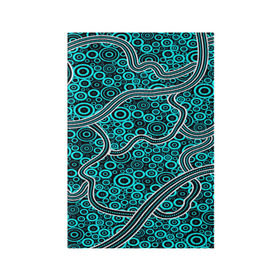 Обложка для паспорта матовая кожа с принтом Aboriginal pattern в Петрозаводске, натуральная матовая кожа | размер 19,3 х 13,7 см; прозрачные пластиковые крепления | абстракции | арт | волны | узор | фигуры