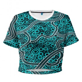 Женская футболка 3D укороченная с принтом Aboriginal pattern в Петрозаводске, 100% полиэстер | круглая горловина, длина футболки до линии талии, рукава с отворотами | абстракции | арт | волны | узор | фигуры