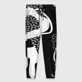Женские брюки 3D с принтом Черно-белый узор в Петрозаводске, полиэстер 100% | прямой крой, два кармана без застежек по бокам, с мягкой трикотажной резинкой на поясе и по низу штанин. В поясе для дополнительного комфорта — широкие завязки | abstraction | абстракция | геометрия | грани | линии | полигоны | сочетания | текстура | узоры | черно белый