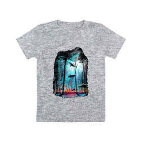 Детская футболка хлопок с принтом Подводный мир (лес с акулами) в Петрозаводске, 100% хлопок | круглый вырез горловины, полуприлегающий силуэт, длина до линии бедер | пейзаж | сказочный