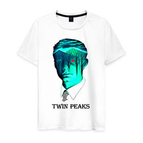 Мужская футболка хлопок с принтом Twin Peaks в Петрозаводске, 100% хлопок | прямой крой, круглый вырез горловины, длина до линии бедер, слегка спущенное плечо. | арт | дейл купер | сериал | твин пикс | фильм
