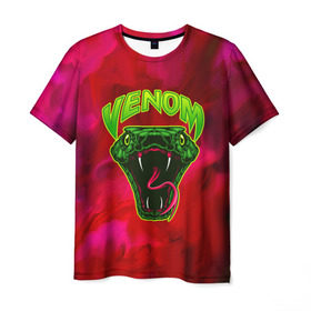 Мужская футболка 3D с принтом Venom в Петрозаводске, 100% полиэфир | прямой крой, круглый вырез горловины, длина до линии бедер | 3d | venom | змеи | кожа змеи | монстр | яд | язык