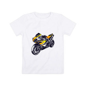 Детская футболка хлопок с принтом Yamaha R1 в Петрозаводске, 100% хлопок | круглый вырез горловины, полуприлегающий силуэт, длина до линии бедер | 3d | r1 | yamaha | арт | байк | краска | мотокросс | мотоцикл | прикольные | цветные
