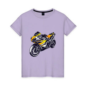 Женская футболка хлопок с принтом Yamaha R1 в Петрозаводске, 100% хлопок | прямой крой, круглый вырез горловины, длина до линии бедер, слегка спущенное плечо | 3d | r1 | yamaha | арт | байк | краска | мотокросс | мотоцикл | прикольные | цветные