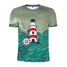 Мужская футболка 3D спортивная с принтом Морской в Петрозаводске, 100% полиэстер с улучшенными характеристиками | приталенный силуэт, круглая горловина, широкие плечи, сужается к линии бедра | 3d | blue | брызги | вмф | вода | военный | волны | исторический | капли | корабль | лето | море | моряк | океан | природа | фрегат | шторм