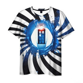 Мужская футболка 3D с принтом Доктор кто? в Петрозаводске, 100% полиэфир | прямой крой, круглый вырез горловины, длина до линии бедер | 3d | doctor who | абстракция | арт | звезды | космос | краски | пространство | сериал | фильмы