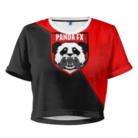 Женская футболка 3D укороченная с принтом PandafxTM в Петрозаводске, 100% полиэстер | круглая горловина, длина футболки до линии талии, рукава с отворотами | 7f united | fifa | pandafx | панда