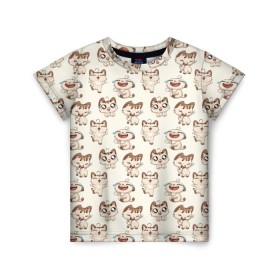 Детская футболка 3D с принтом Стикеры котик в Петрозаводске, 100% гипоаллергенный полиэфир | прямой крой, круглый вырез горловины, длина до линии бедер, чуть спущенное плечо, ткань немного тянется | vk | вк | вконтакте | кот | котик | стикеры