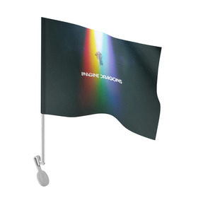 Флаг для автомобиля с принтом Imagine Dragons в Петрозаводске, 100% полиэстер | Размер: 30*21 см | demons | evolve | mirrors | radioactive | драконы | космос | музыка | нло | ночь | поп | радуга | рок | свет