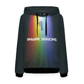 Женская толстовка 3D с принтом Imagine Dragons в Петрозаводске, 100% полиэстер  | двухслойный капюшон со шнурком для регулировки, мягкие манжеты на рукавах и по низу толстовки, спереди карман-кенгуру с мягким внутренним слоем. | demons | evolve | mirrors | radioactive | драконы | космос | музыка | нло | ночь | поп | радуга | рок | свет