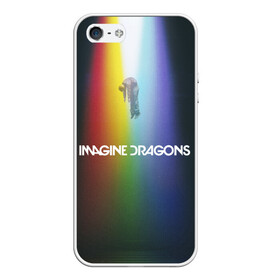 Чехол для iPhone 5/5S матовый с принтом Imagine Dragons в Петрозаводске, Силикон | Область печати: задняя сторона чехла, без боковых панелей | demons | evolve | mirrors | radioactive | драконы | космос | музыка | нло | ночь | поп | радуга | рок | свет