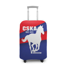 Чехол для чемодана 3D с принтом CSKA est. 1911 в Петрозаводске, 86% полиэфир, 14% спандекс | двустороннее нанесение принта, прорези для ручек и колес | армейцы | болельщик | кони | красно синие | фанат | футбол | футболист | цска