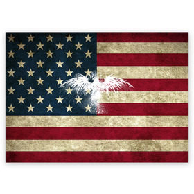 Поздравительная открытка с принтом Флаг США с белым орлом в Петрозаводске, 100% бумага | плотность бумаги 280 г/м2, матовая, на обратной стороне линовка и место для марки
 | usa | америка | американец | америки | звездно полосатый | необычный | нью йорк | орел | соединенные | сша | флаг | штаты | янки