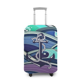Чехол для чемодана 3D с принтом Моряк в Петрозаводске, 86% полиэфир, 14% спандекс | двустороннее нанесение принта, прорези для ручек и колес | blue | брызги | вмф | вода | военный | волны | капли | море | океан