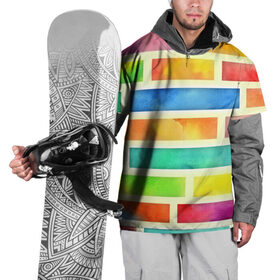 Накидка на куртку 3D с принтом Bricks Watercolor в Петрозаводске, 100% полиэстер |  | 3d | watercolor | кирпичики | клетка | радуга | текстуры | цветные линии