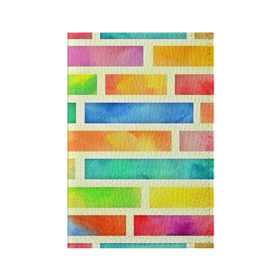 Обложка для паспорта матовая кожа с принтом Bricks Watercolor в Петрозаводске, натуральная матовая кожа | размер 19,3 х 13,7 см; прозрачные пластиковые крепления | Тематика изображения на принте: 3d | watercolor | кирпичики | клетка | радуга | текстуры | цветные линии