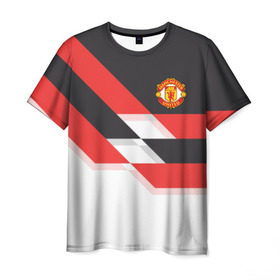 Мужская футболка 3D с принтом Manchester United - Stripe в Петрозаводске, 100% полиэфир | прямой крой, круглый вырез горловины, длина до линии бедер | manchester united | stripe | манчестер юнайтед | футбол
