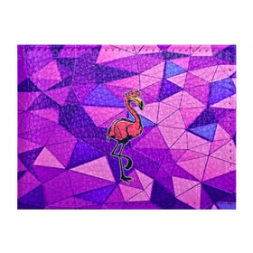 Обложка для студенческого билета с принтом Фламинго в Петрозаводске, натуральная кожа | Размер: 11*8 см; Печать на всей внешней стороне | bird | flyer | fowl | poultry | seabird | triangle | абстракция | животные | птицы | текстуры | тренд | треугольники | фламинго