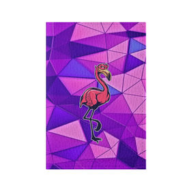 Обложка для паспорта матовая кожа с принтом Фламинго в Петрозаводске, натуральная матовая кожа | размер 19,3 х 13,7 см; прозрачные пластиковые крепления | bird | flyer | fowl | poultry | seabird | triangle | абстракция | животные | птицы | текстуры | тренд | треугольники | фламинго