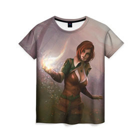 Женская футболка 3D с принтом Triss в Петрозаводске, 100% полиэфир ( синтетическое хлопкоподобное полотно) | прямой крой, круглый вырез горловины, длина до линии бедер | Тематика изображения на принте: witcher | ведьмак | витчер | геральд